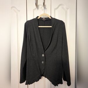 J. JILL Mid-weight Charcoal Knit Peplum Cardigan Size L